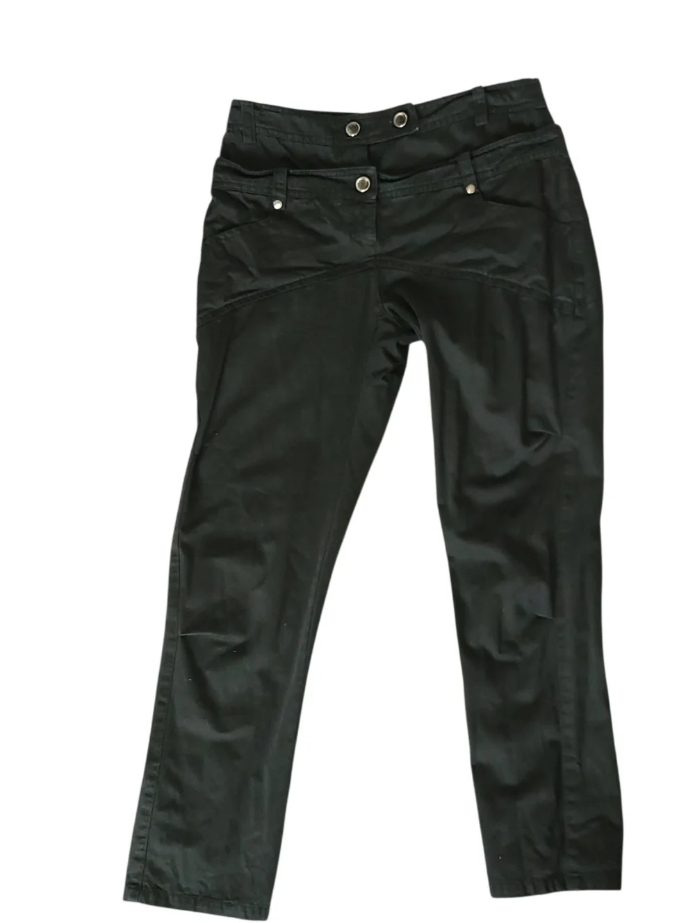 Patrizia Pepe Black Double Waist Cigarette Pants Y2K Utility Moto IT42 US6